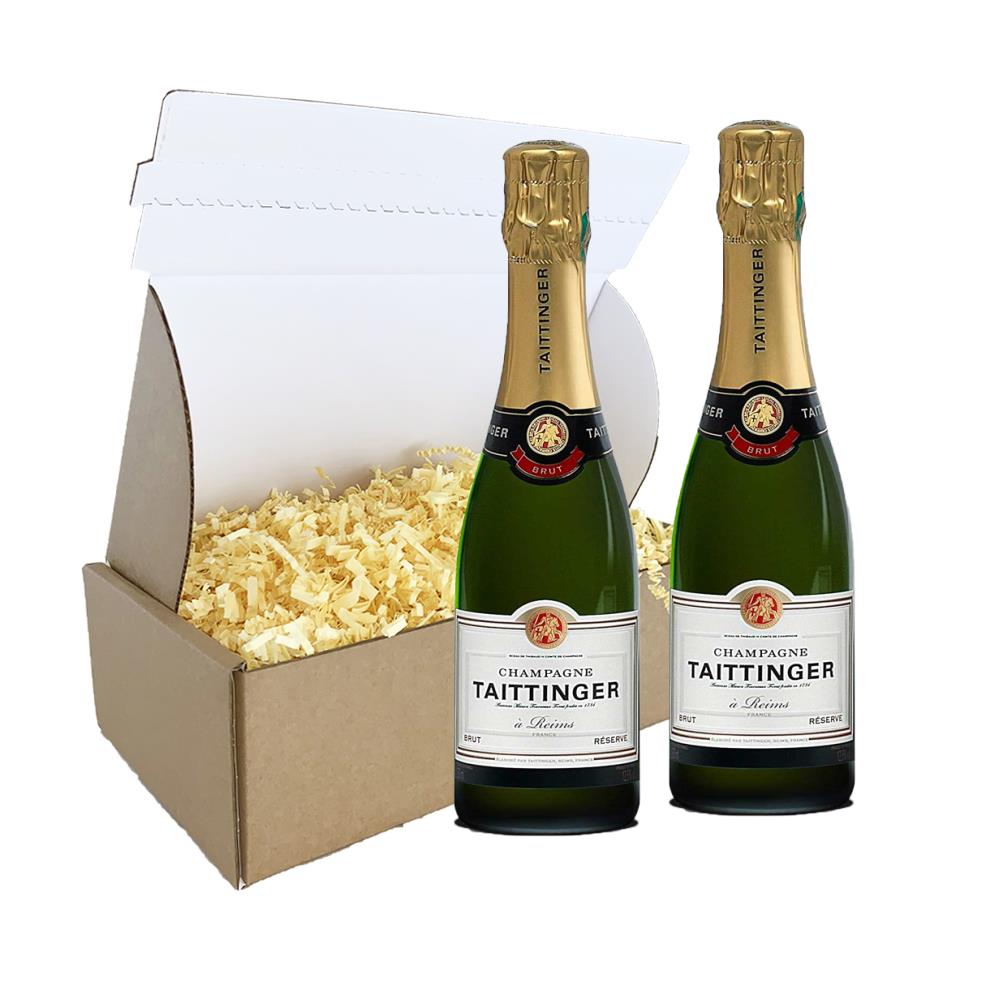 Taittinger Brut Champagne 37.5cl Duo Postal Box